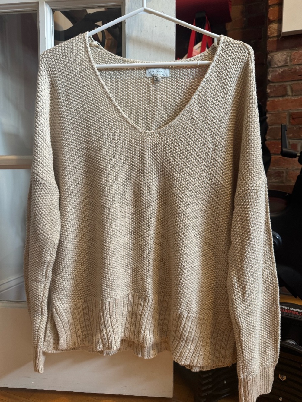 Lucky Brand Cream V-Neck Knit Sweater